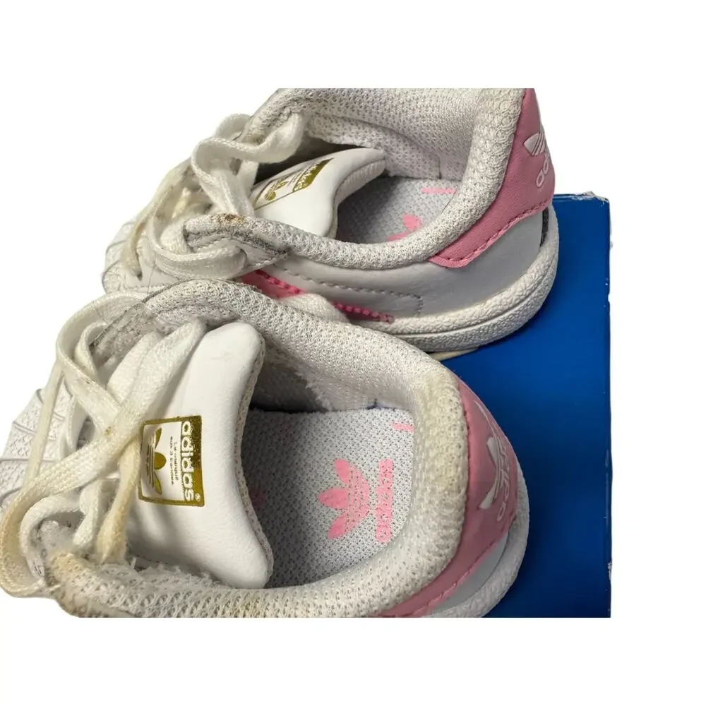 Adidas Superstar I Sneakers Infant Toddler Sz 4K White Light Pink Lace Up BY3720